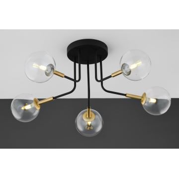 Jupiter 2040 - Chandelier on a pole BURANO 5xG9/10W/230V black/gold/clear