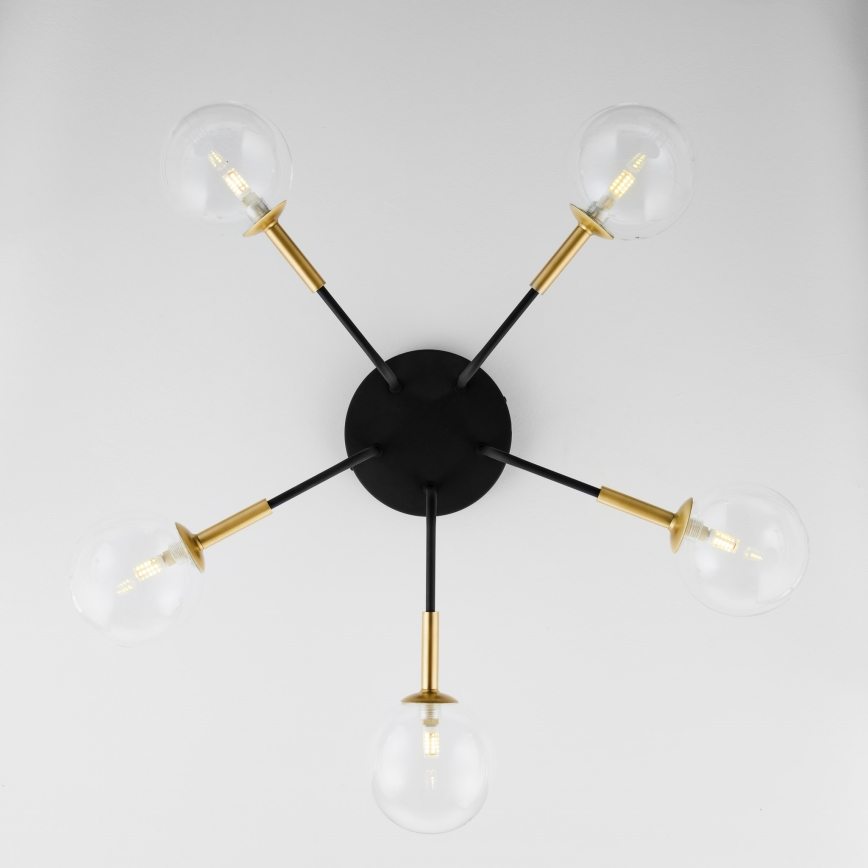 Jupiter 2040 - Chandelier on a pole BURANO 5xG9/10W/230V black/gold/clear