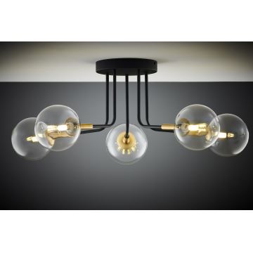 Jupiter 2040 - Chandelier on a pole BURANO 5xG9/10W/230V black/gold/clear