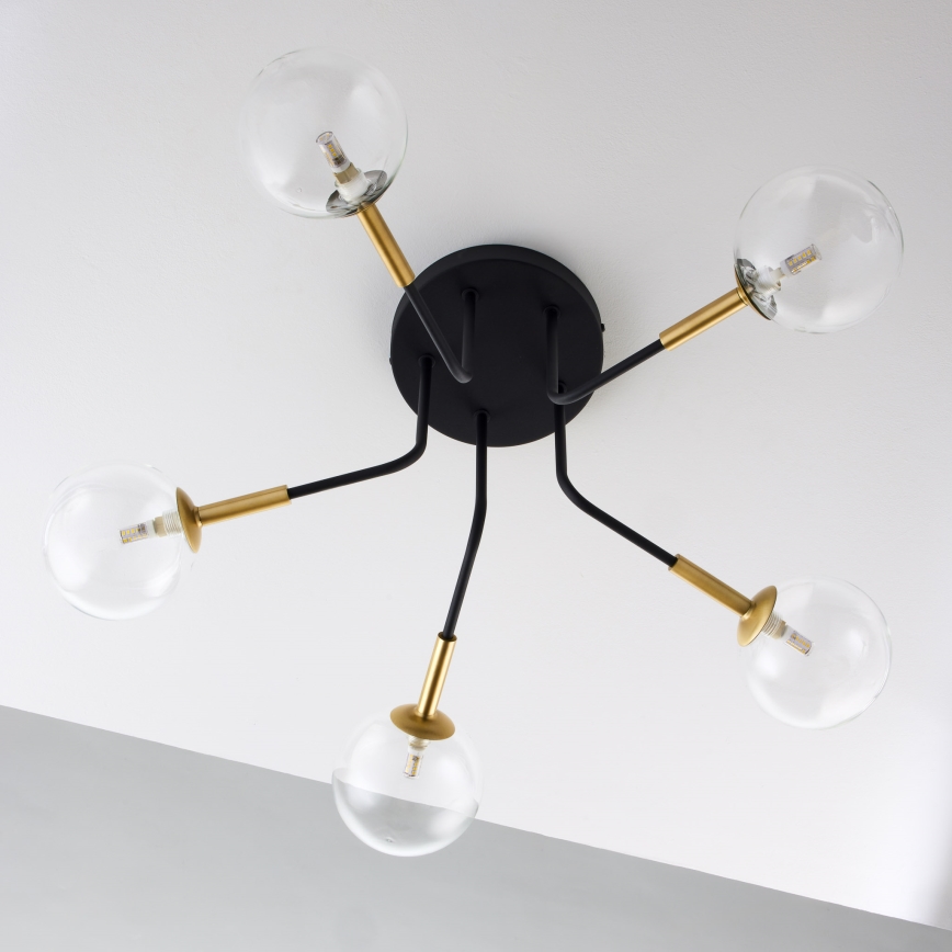 Jupiter 2040 - Chandelier on a pole BURANO 5xG9/10W/230V black/gold/clear