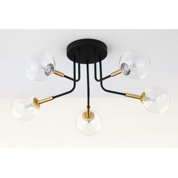 Jupiter 2040 - Chandelier on a pole BURANO 5xG9/10W/230V black/gold/clear