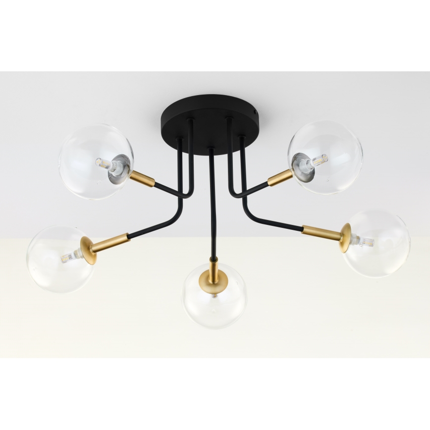 Jupiter 2040 - Chandelier on a pole BURANO 5xG9/10W/230V black/gold/clear