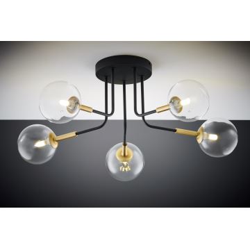 Jupiter 2040 - Chandelier on a pole BURANO 5xG9/10W/230V black/gold/clear