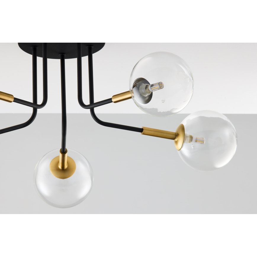 Jupiter 2040 - Chandelier on a pole BURANO 5xG9/10W/230V black/gold/clear