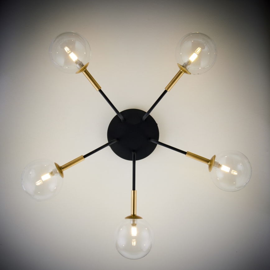 Jupiter 2040 - Chandelier on a pole BURANO 5xG9/10W/230V black/gold/clear