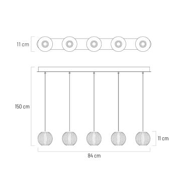 LED Chandelier on a string ESMOND 5xLED/4,8W/230V shiny chrome