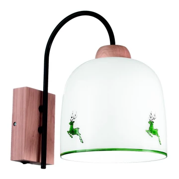 Kolarz A1352.61.G.100 - Wall lamp NONNA 1xE27/60W/230V deer oak/white/green