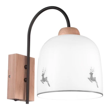 Kolarz A1352.61.Gr.100 - Wall lamp NONNA 1xE27/60W/230V deer oak/white/grey