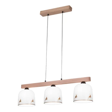 Kolarz A1352.83.Au.100 - Chandelier on a string NONNA 3xE27/60W/230V deer oak/white/gold