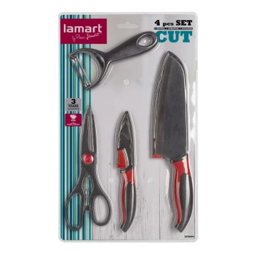 Lamart - Kitchen set 4 pcs - 2x knife, peeler and scissors