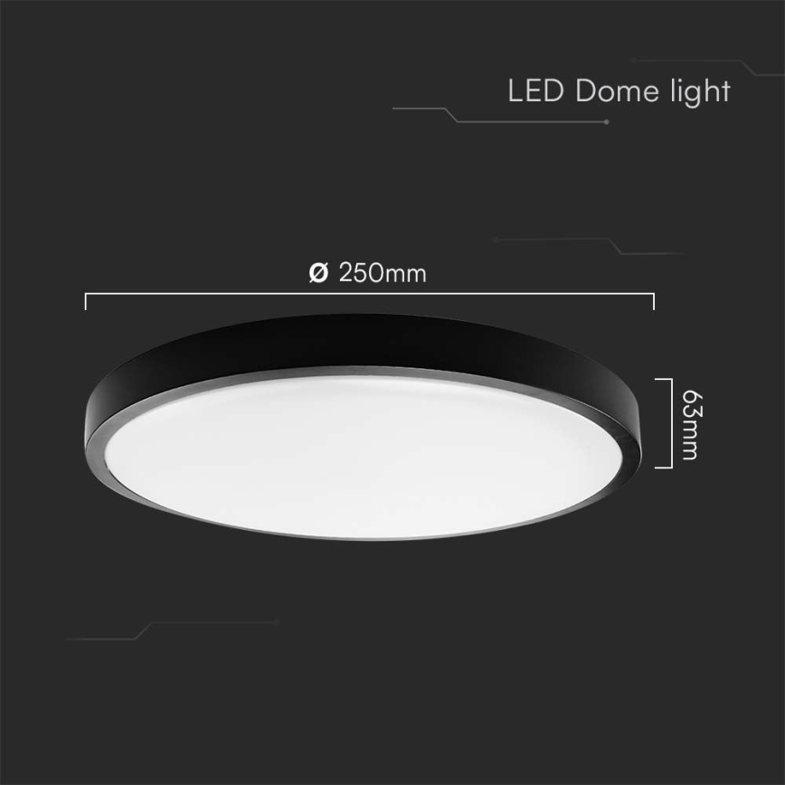 LED Bathroom ceiling light SAMSUNG CHIP LED/18W/230V IP44 3000K d. 25 cm black