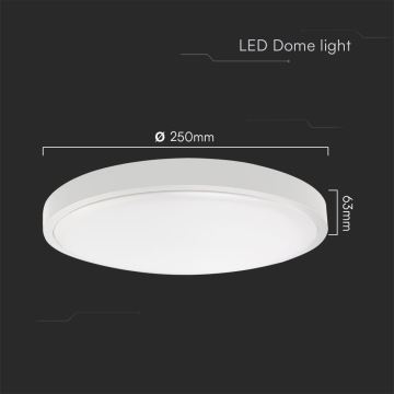 LED Bathroom ceiling light SAMSUNG CHIP LED/18W/230V IP44 3000K d. 25 cm white