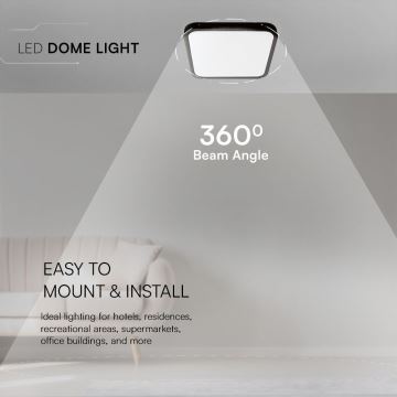 LED Bathroom ceiling light SAMSUNG CHIP LED/24W/230V IP44 3000K 29x29 cm black