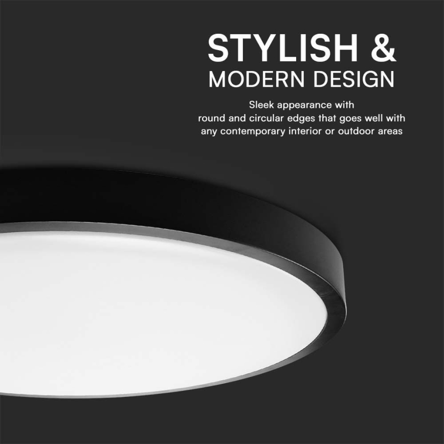 LED Bathroom ceiling light SAMSUNG CHIP LED/24W/230V IP44 3000K d. 29 cm black