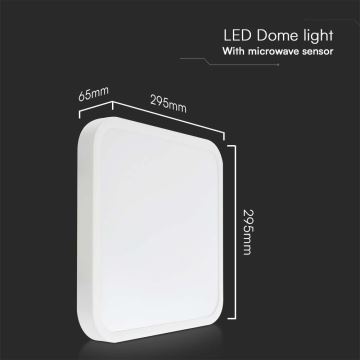 LED Bathroom ceiling light with sensor SAMSUNG CHIP LED/18W/230V IP44 4000K 29x29 cm white + remote control