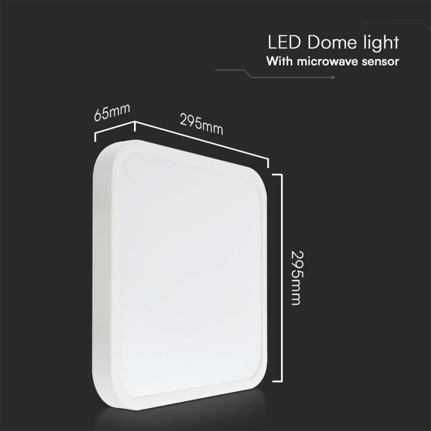 LED Bathroom ceiling light with sensor SAMSUNG CHIP LED/18W/230V IP44 4000K 29x29 cm white + remote control