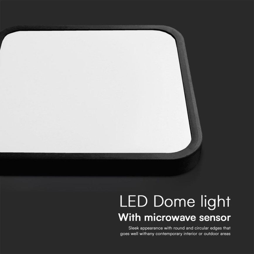 LED Bathroom ceiling light with sensor SAMSUNG CHIP LED/18W/230V IP44 4000K 29x29 cm black + remote control