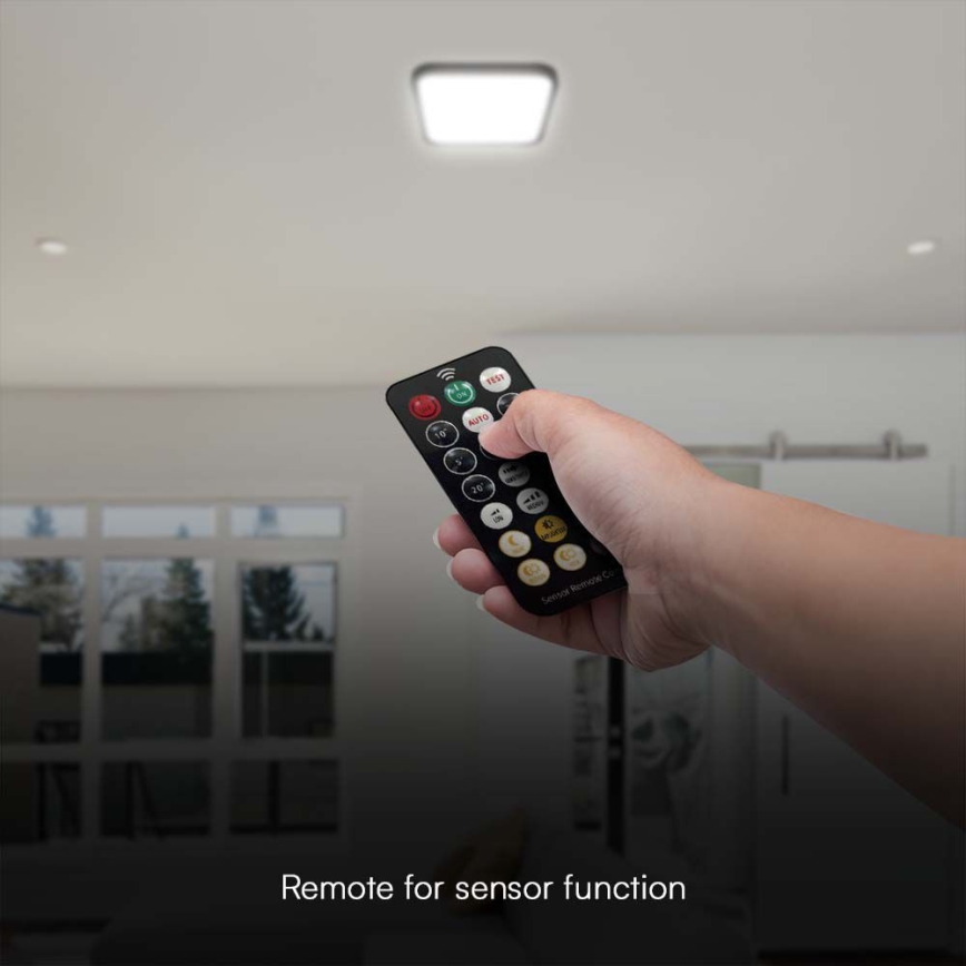 LED Bathroom ceiling light with sensor SAMSUNG CHIP LED/18W/230V IP44 4000K 29x29 cm black + remote control