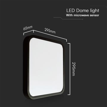 LED Bathroom ceiling light with sensor SAMSUNG CHIP LED/18W/230V IP44 4000K 29x29 cm black + remote control