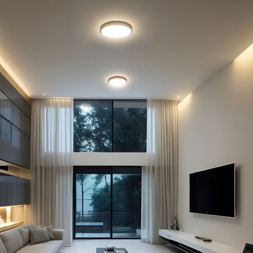 LED Bathroom ceiling light with sensor SAMSUNG CHIP LED/18W/230V IP44 4000K d. 29 cm black + remote control