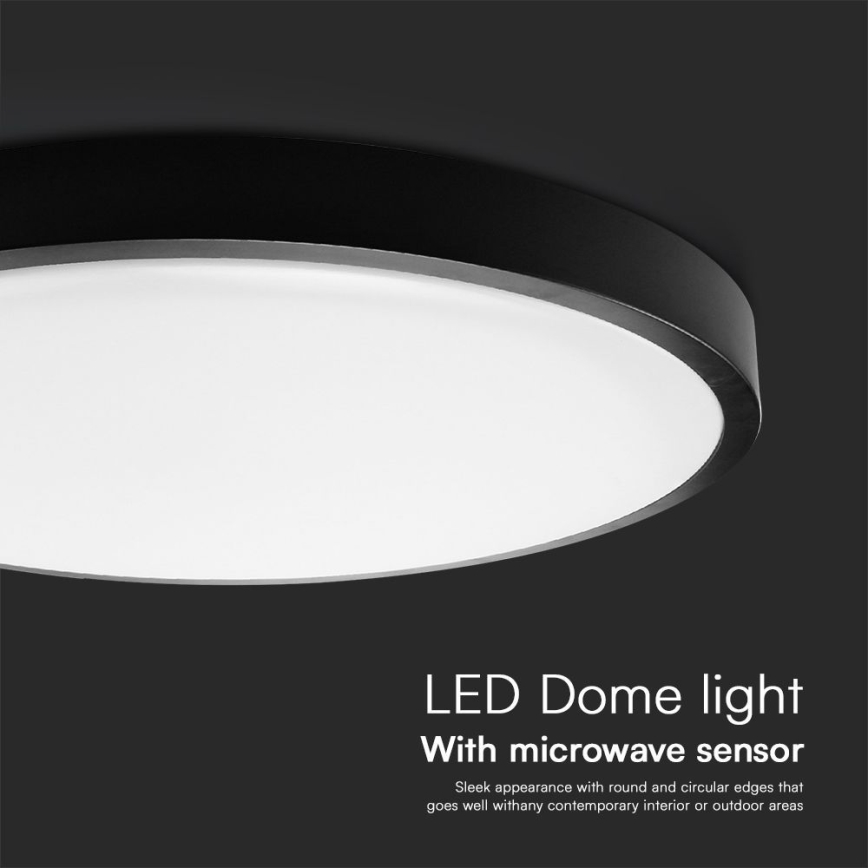 LED Bathroom ceiling light with sensor SAMSUNG CHIP LED/18W/230V IP44 4000K d. 29 cm black + remote control