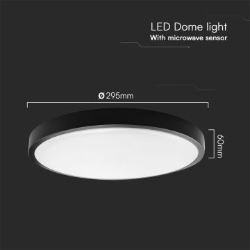 LED Bathroom ceiling light with sensor SAMSUNG CHIP LED/18W/230V IP44 4000K d. 29 cm black + remote control