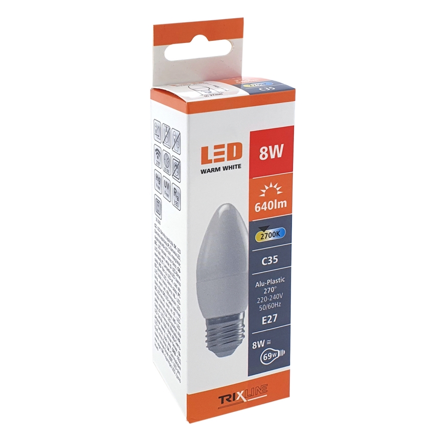 LED Bulb C35 E27/8W/230V 2700K