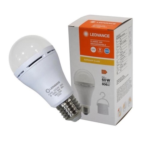 LED Bulb RECHARGEABLE A60 E27/8W/230V 6500K - Ledvance