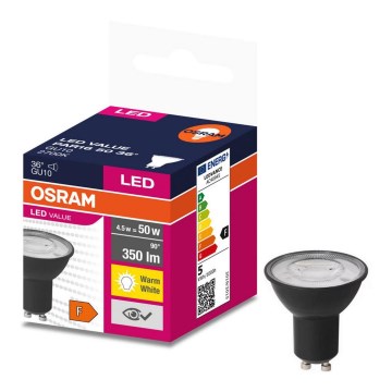 LED Bulb VALUE PAR16 GU10/4,5W/230V 2700K 36° black - Ledvance