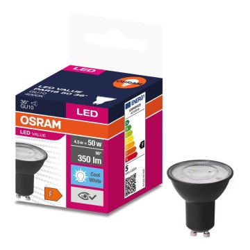 LED Bulb VALUE PAR16 GU10/4,5W/230V 6500K 36° black - Ledvance