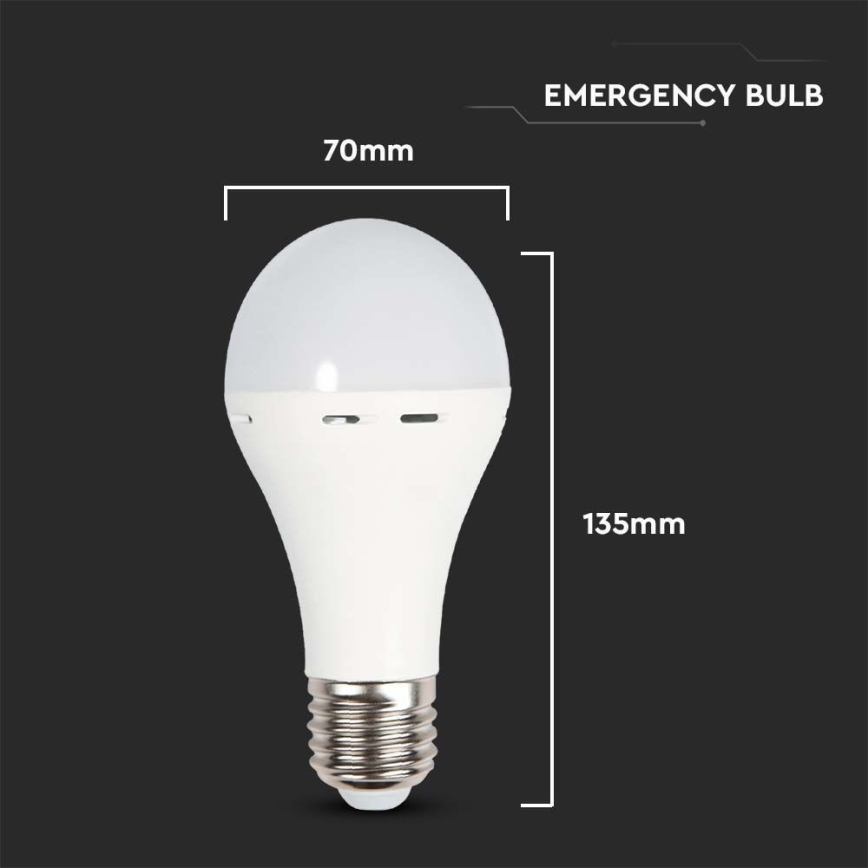 LED Bulb with emergency mode A70 E27/9W/230V 4000K