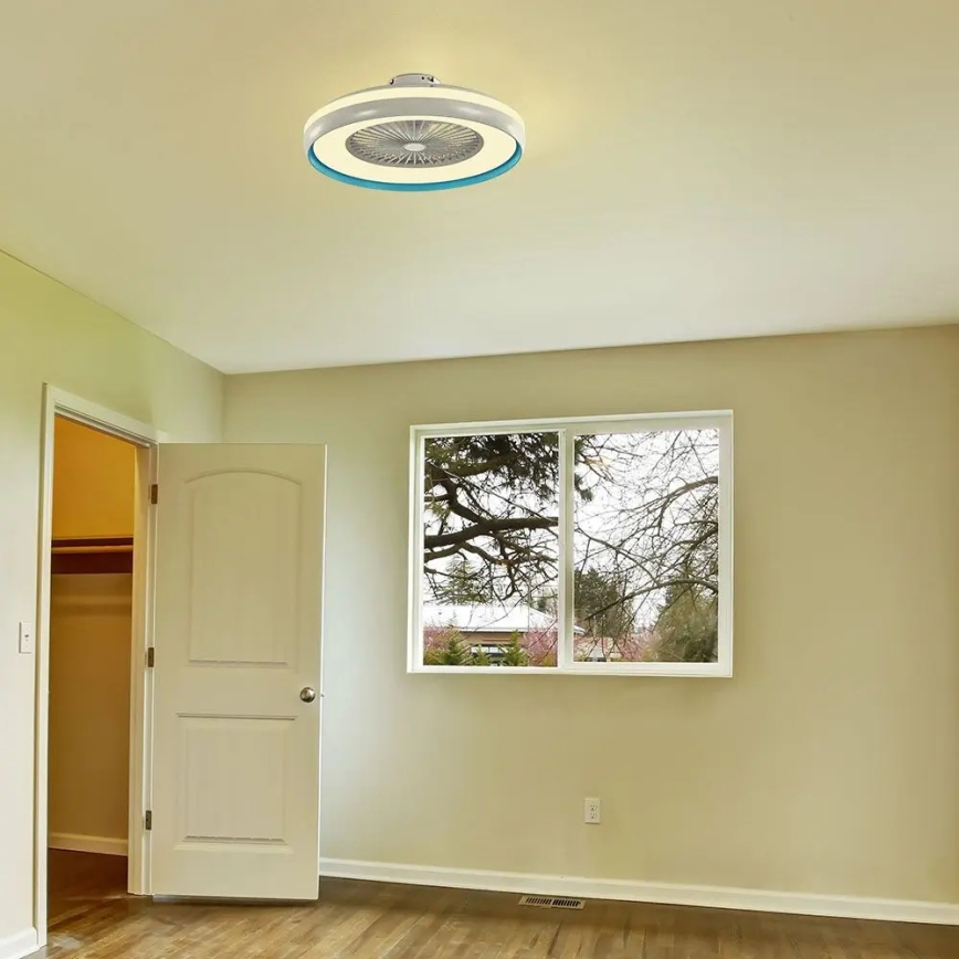 LED Ceiling light with a fan LED/45W/230V 3000/4000/6500K blue + remote control