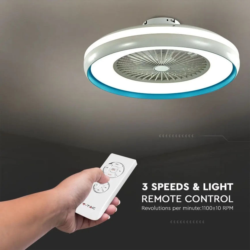 LED Ceiling light with a fan LED/45W/230V 3000/4000/6500K blue + remote control