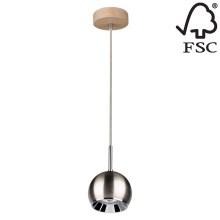 LED Chandelier on a string BALL WOOD 1xGU10/5W/230V matte oak - FSC certified