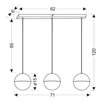 LED Chandelier on a string FURNI 3xLED/5W/230V black