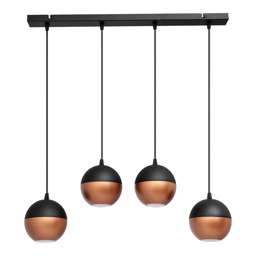 LED Chandelier on a string MIDWAY 4xGU10/4,8W/230V black/copper