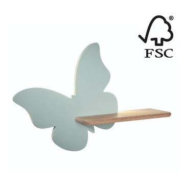 LED Children's wall light with a shelf BUTTERFLY LED/5W/230V green/wood - FSC certified