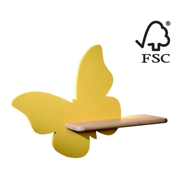 LED Children's wall light with a shelf BUTTERFLY LED/5W/230V yellow/wood - FSC certified