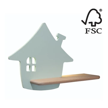 LED Children's wall light with a shelf HOUSE LED/4W/230V green/wood - FSC certified