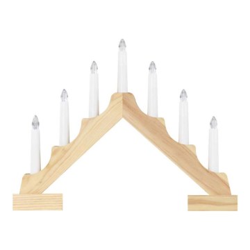 LED Christmas candlestick 7xLED/2xAA beige