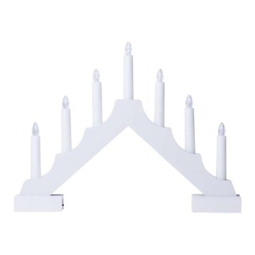 LED Christmas candlestick 7xLED/2xAA white