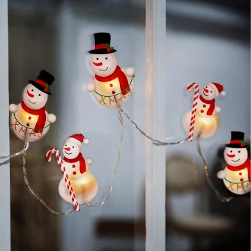 LED Christmas chain with suction cups 6xLED/2xAA 1,2m warm white snowman