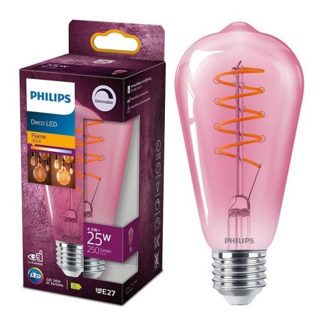 LED Dimmable bulb DECO Philips ST64 E27/4,5W/230V 1800K