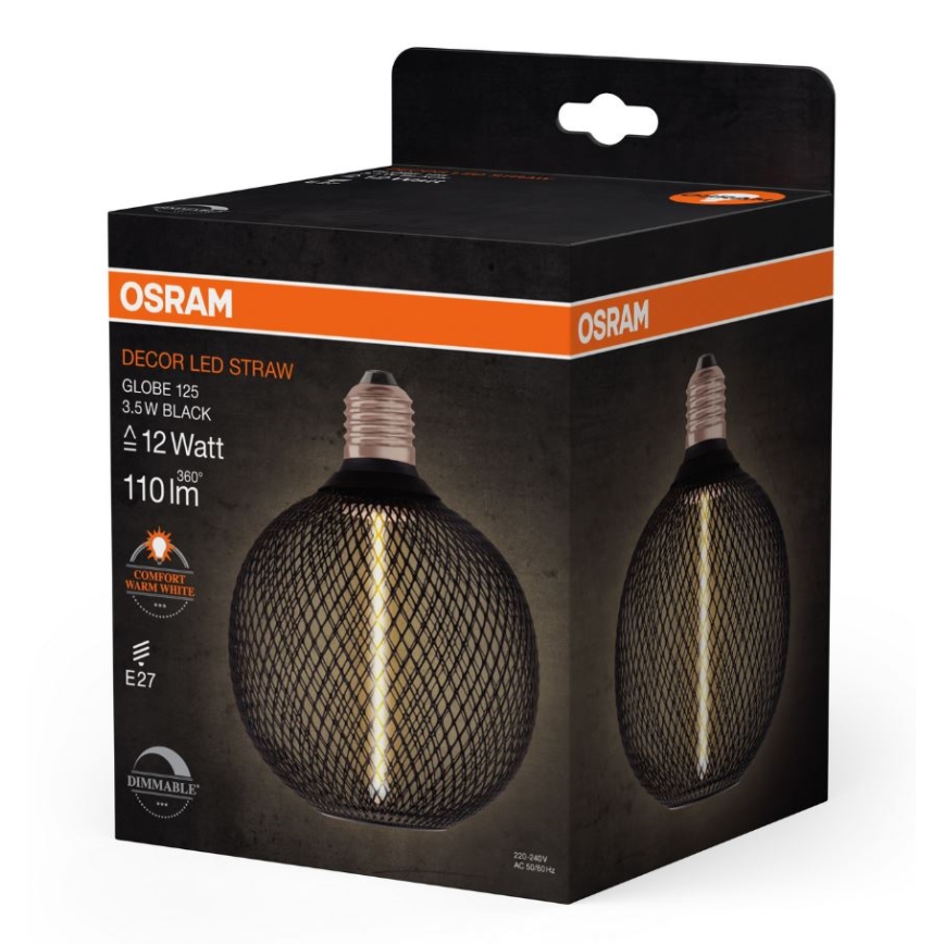 LED Dimmable bulb DECOR  FILAMENT G125 E27/3,5W/230V 1800K black - Osram