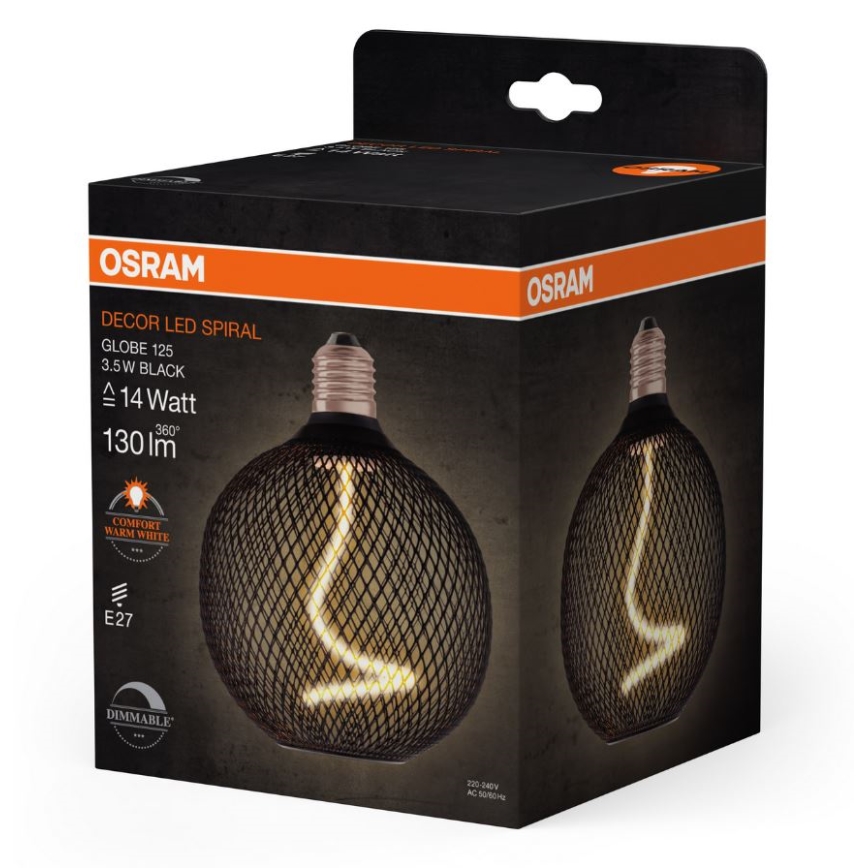 LED Dimmable bulb DECOR FILAMENT G125 E27/3,5W/230V 1800K black - Osram