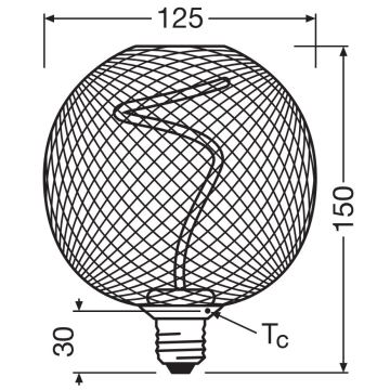 LED Dimmable bulb DECOR FILAMENT G125 E27/3,5W/230V 1800K black - Osram