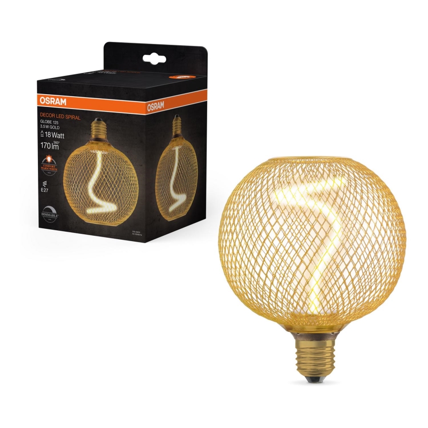 LED Dimmable bulb DECOR FILAMENT G125 E27/3,5W/230V 1800K gold - Osram