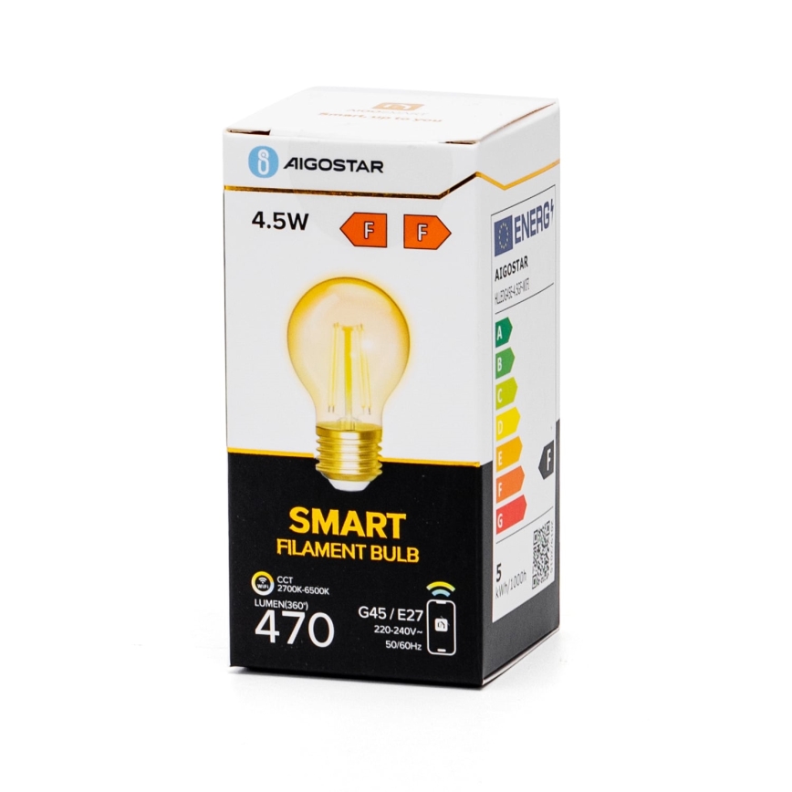 LED Dimmable bulb FILAMENT G45 E27/4,5W/230V 2700-6500K Wi-Fi - Aigostar