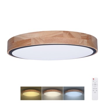 LED Dimmable ceiling light IRON OAK LED/48W/230V 3000-6500K oak d. 40 cm + remote control