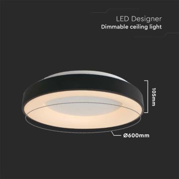 LED Dimmable ceiling light LED/49W/230V 3000K d. 60 cm black